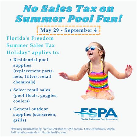 Special Summer Tax Holiday Covers Pool, Retail Supplies