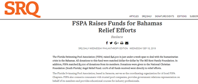 SRQ Mag: FSPA Raises Funds for Bahamas Relief Efforts